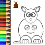 Kangaroo Ausmalen. Ausmalbild Tiere. Lustige Tierbilder Malvorlagen.