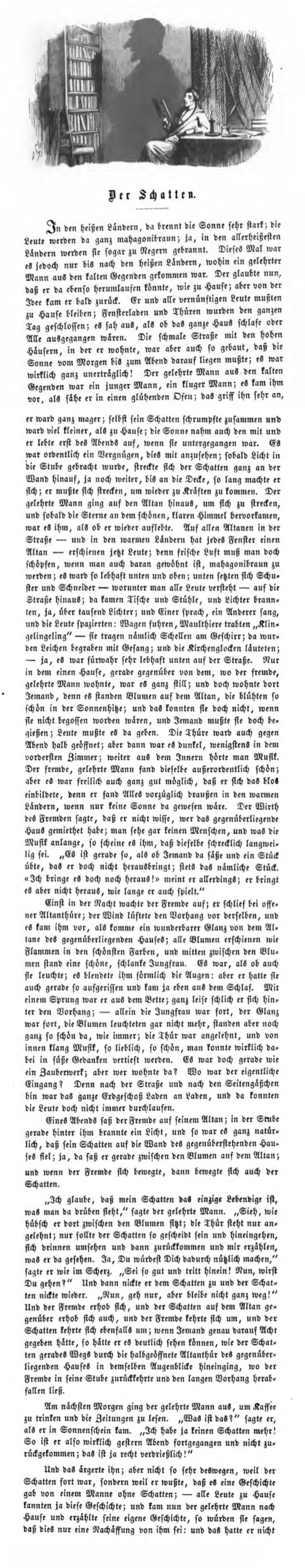 DER SCHATTEN - Hans Christian Andersen | Kunstmärchen | Analyse Volltext Download Bild