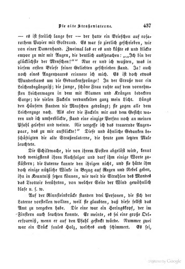 Die alte Straßenlaterne Andersens Märchen. Zusammenfassung