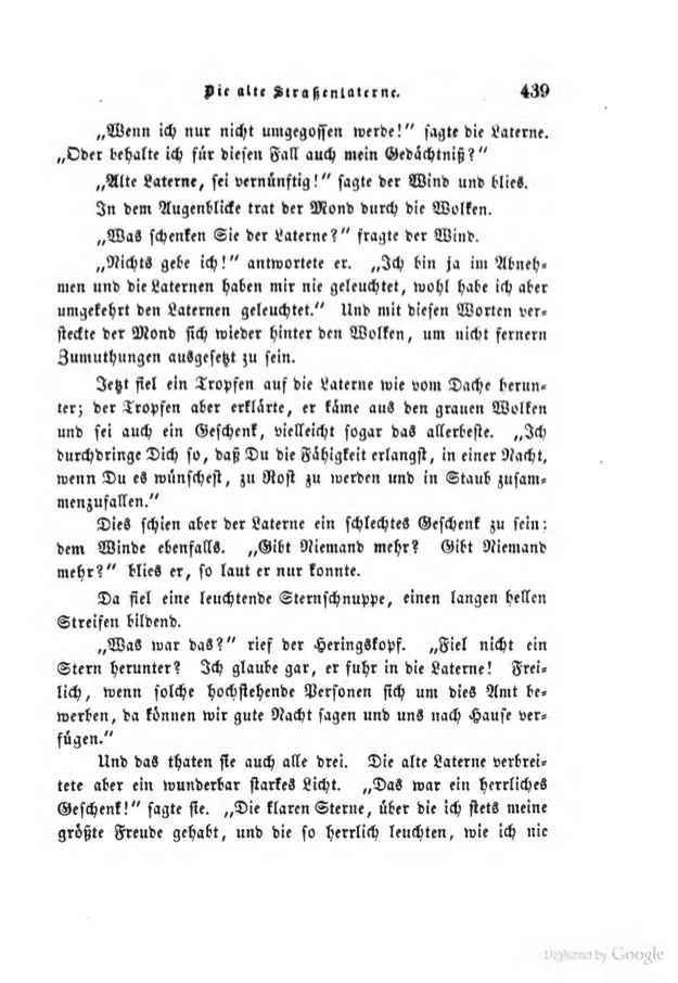 Die alte Straßenlaterne - Märchen H. C. Andersen. Analyse