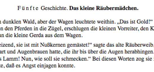 Die Schneekönigin: 5. Das kleine Räubermädchen (H. C. Andersen) Märchen für Erwachsene & Kinder. Inhalt: Sie fuhren durch den dunklen Wald... Interpretation