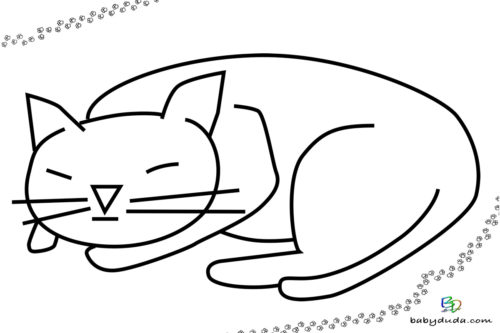 Ausmalbild Katze schlafend- Malvorlage Tierbilder ausmalen