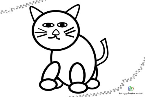 Einfaches Ausmalbild Katze -Tierbilder Malvorlage