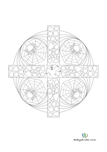 Hexenmandala Halloween Ausmalen Malvorlage