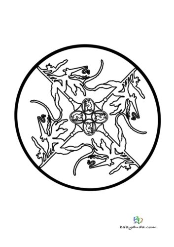 Hexen-Mandala Malbild