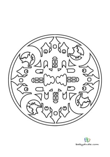 Hexen-Mandala für Kinder