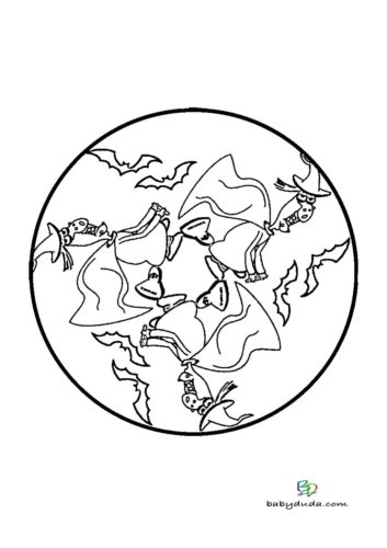 Hexen-Mandala Halloween Ausmalen