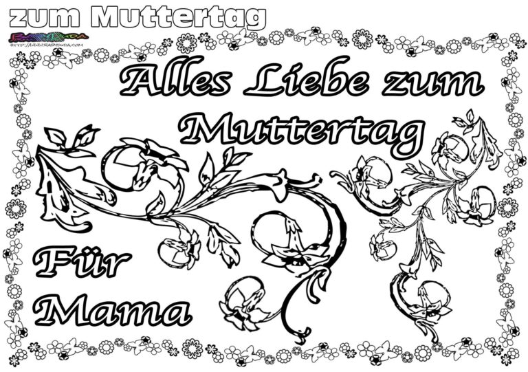 Muttertag Ausmalbild &amp; Malvorlage Gruß mit Herz BabyDuda