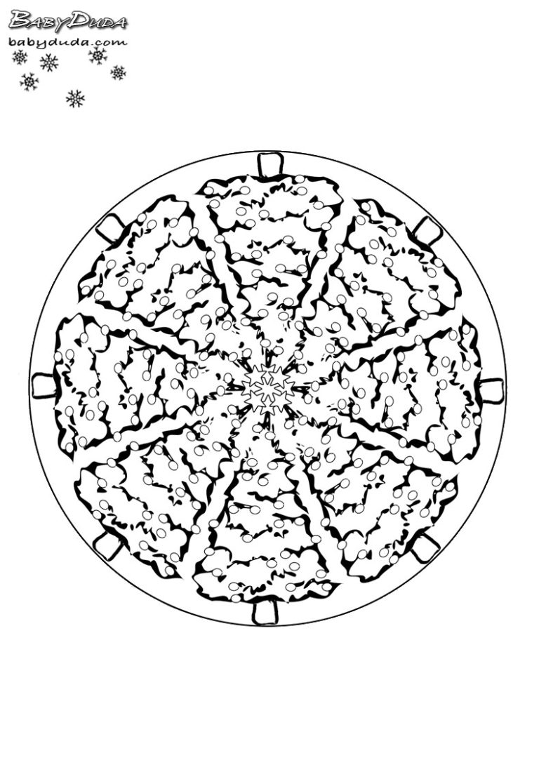 Winterbilder Mandala ️ Schneeflocken & Weihnachtsbaum | BabyDuda » Malbuch