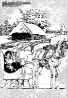 Winter Malbild Pferdekutsche im Schnee