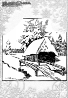 Winter Malvorlage Schneelandschaft