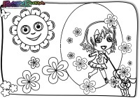 Frühling-Ausmalbild-Maedchen Ausmalbild Mädchen im Frühling. Vorlage Ausdrucken.