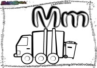 Alphabet-Buchstabe-M-Muellwagen