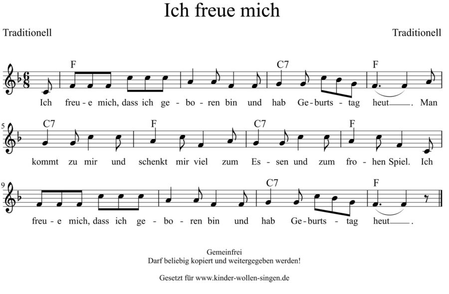 Komponist Traditionell Texter Traditionell Ich freue mich, dass ich geboren bin Ich freue mich Komponist Traditionell Texter Traditionell Ich freue mich, dass ich geboren bin Ich freue mich