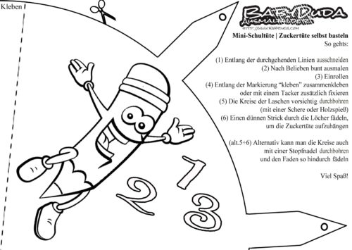 Schultüte selbst basteln mit Zuckertüten-Vorlage | BabyDuda » Bastelstraße