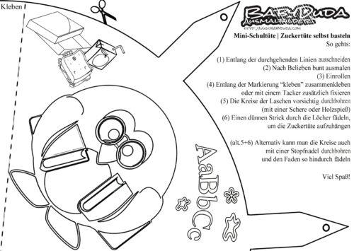 Schultüte selbst basteln mit Zuckertüten-Vorlage | BabyDuda » Bastelstraße