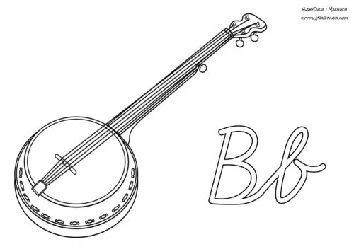 Alphabet Ausmalbild B-Banjo