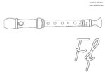 ABC zum Ausmalen mit Instrumenten Anfangsbuchstaben. F Wie Flöte