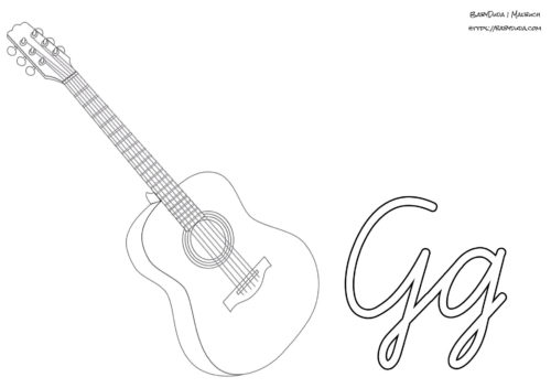 Alphabet Ausmalbild G-Gitarre