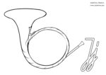 Vorlage Buchstabe J wie Jagdhorn. Instrumente zum Ausmalen