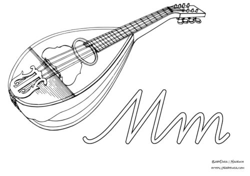 Alphabet Ausmalbild M-Mandoline