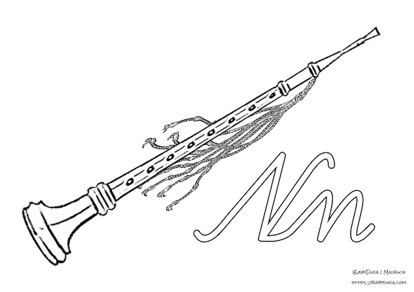 Buchstabe N wie Nadaswaram. Instrumente Alphabet Vorlagen von A bis Z