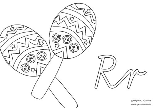 Alphabet Ausmalbild R-Rassel