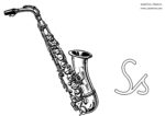 Malbild S wie Saxophon. Buchstaben von A bis Z Ausdrucken