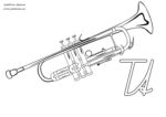 ABC Ausdrucken. T wie Trompete. Instrumente zum Ausmalen für Musik