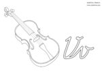 Ausmalbild Buchstabe V wie Violine. ABC Vorlagen Ausdrucken