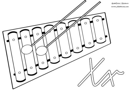 Alphabet Ausmalbild X-Xylophon