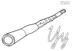 Ausmalbild Y wie Yidaki zum Ausdrucken. Musik Vorlagen für Vorschule zum Ausmalen. ABC lernen.