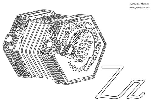 Alphabet Ausmalbild Z-Ziehharmonika