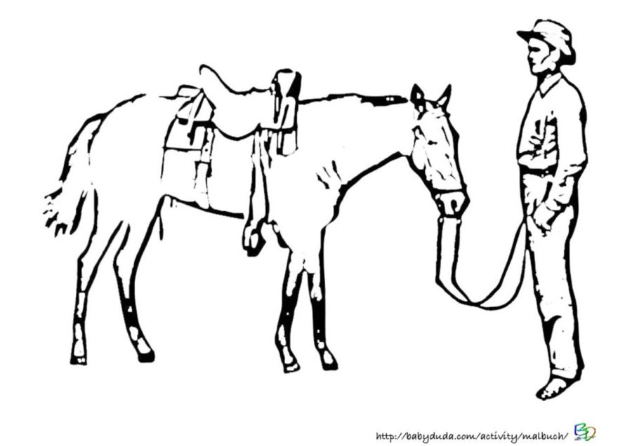 Ausmalbild Pferd und Reiter