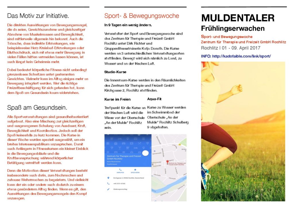 Sport- und Freizeitwoche Muldentaler Frühlingserwachen