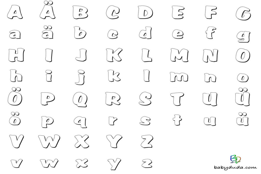 Buchstaben ausmalen: Alphabet Malvorlagen A-Z | BabyDuda