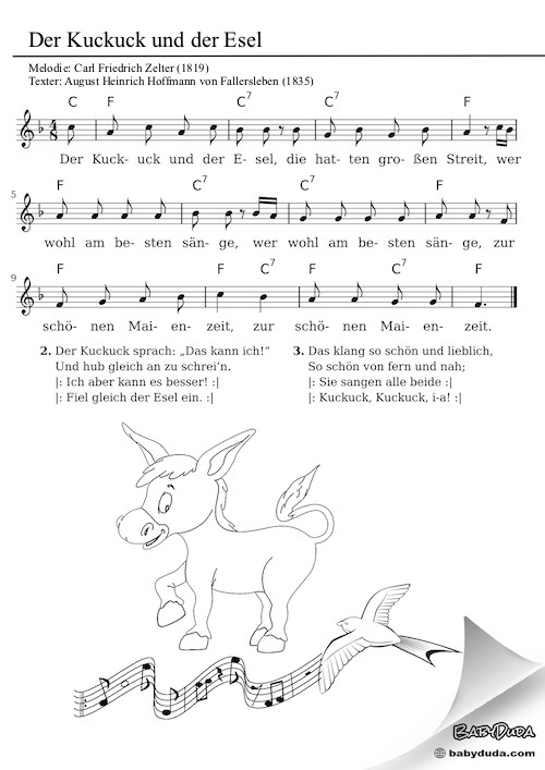 Kinderlied - Der Kuckuck und der Esel
