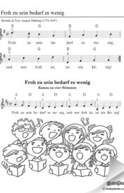Froh zu sein bedarf es wenig - Kanon Akkorde, Einfache Noten. Kostenloses Kinderlied Noten PDF & Text Download. MP3 anhören & gratis herunterladen. Für Kita & Schule gemafrei