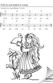 Froh zu sein bedarf es wenig - Kanon Akkorde, G-Dur Noten. Kostenloses Kinderlied Noten PDF & Text Download. MP3 anhören & gratis herunterladen. Für Kita & Schule gemafrei