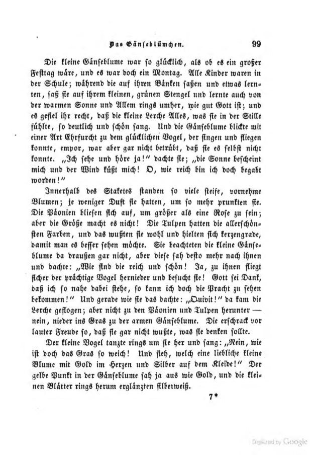 Das Gänseblümchen - Märchen Teil 2. Kurzinhalt Kunstmärchen von Hans Christian Andersen.
