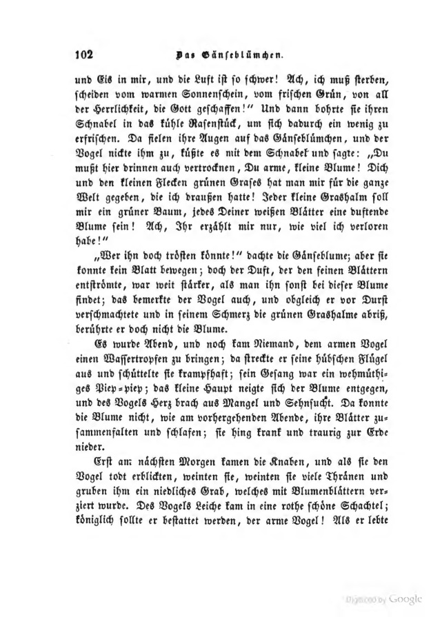 Das Gänseblümchen - Andersens Märchen. Analyse